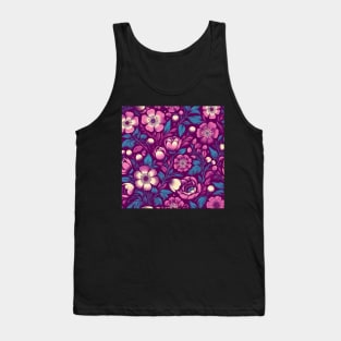 Pink Floral Pattern Tank Top